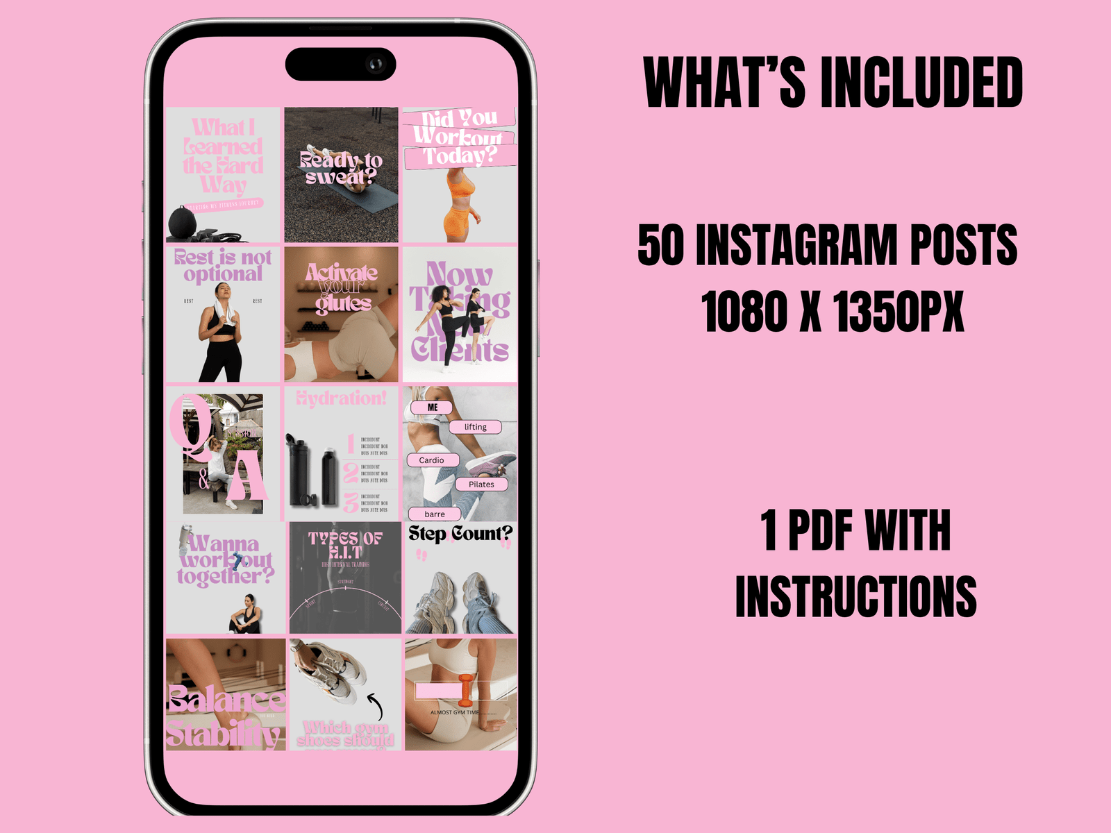 50 Fitness and Wellness Instagram Canva Templates - Image 2