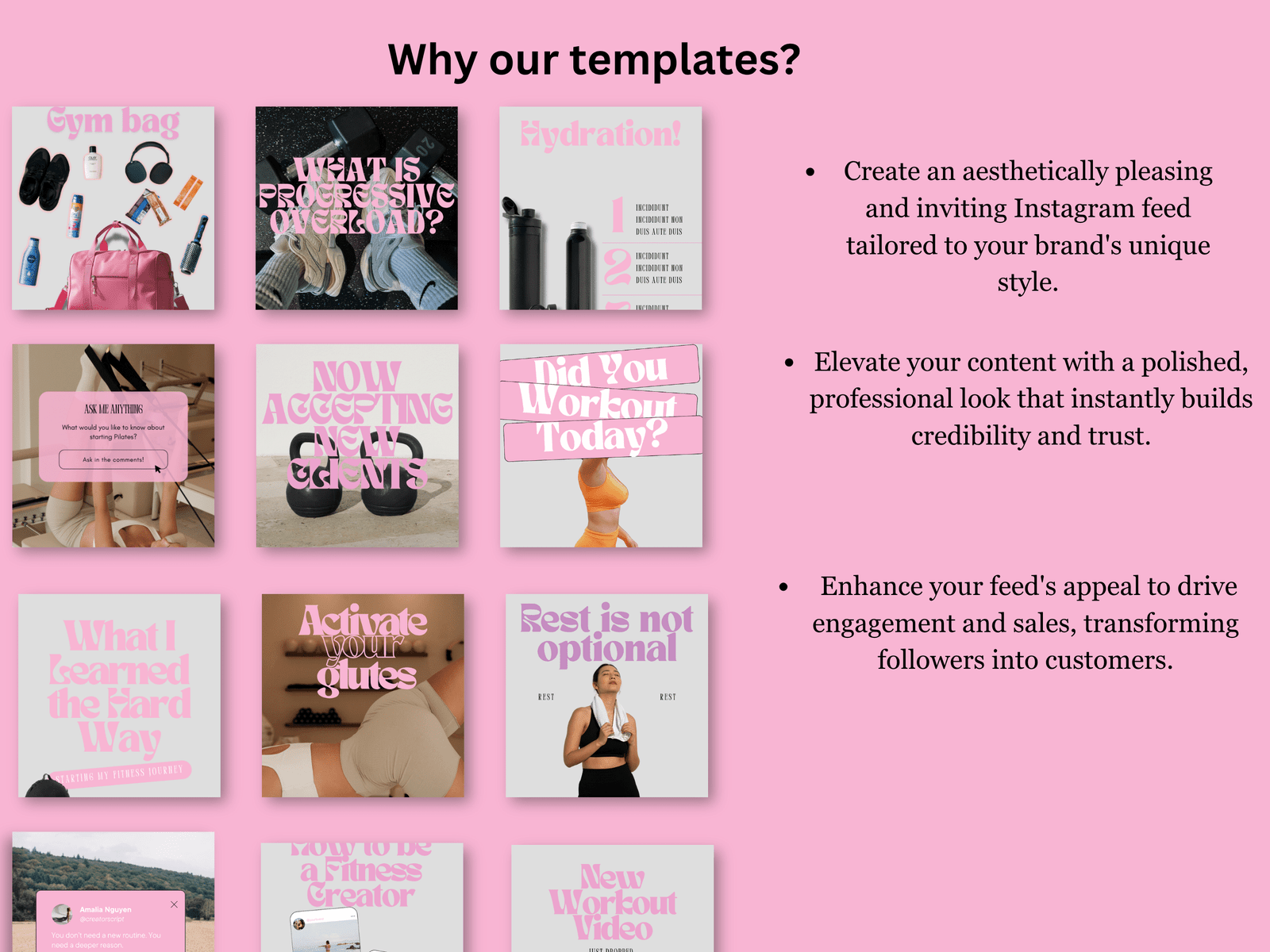50 Fitness and Wellness Instagram Canva Templates - Image 9